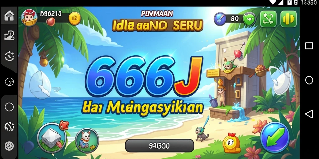 Screenshot gameplay 666J menampilkan mekanika idle yang menarik dan fitur upgrade.
