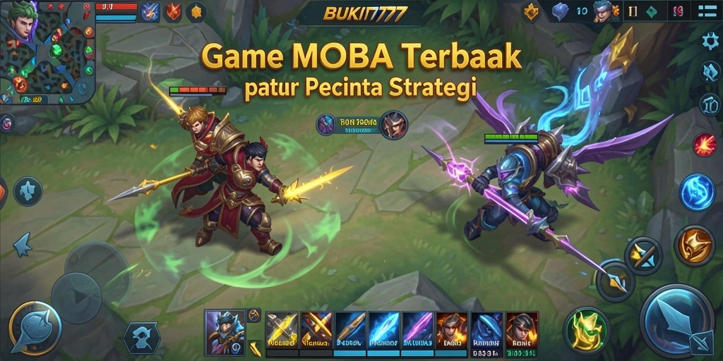 Screenshot menampilkan karakter dalam pertempuran epik di BUKIT777.