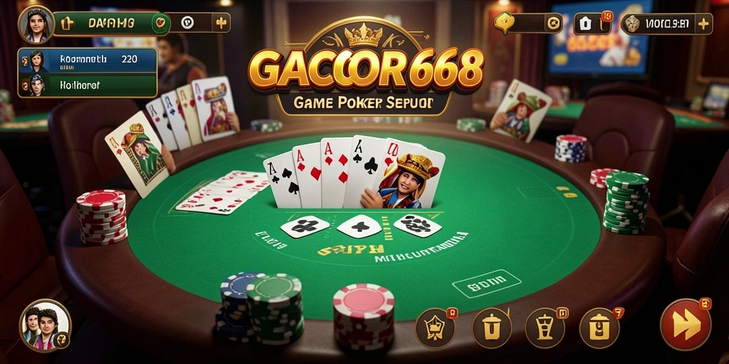 Tampilan gameplay poker yang menarik di GACOR668.