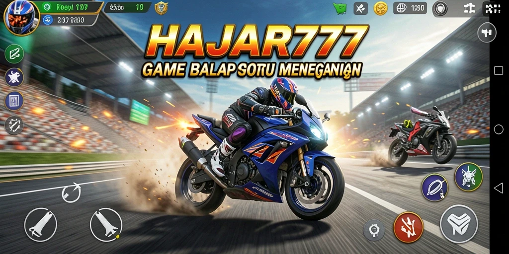 Screenshot menampilkan gameplay seru balap motor di HAJAR777.