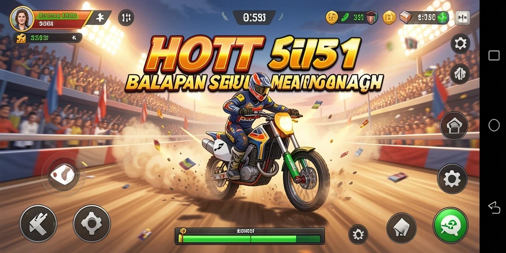 Tampilan gameplay HOT51 menunjukkan aksi balapan yang mendebarkan.