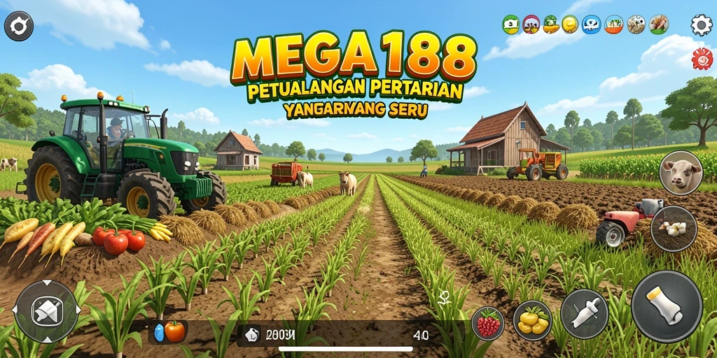 Gameplay <strong>MEGA188</strong> menampilkan aktivitas bertani yang seru dan menyenangkan.