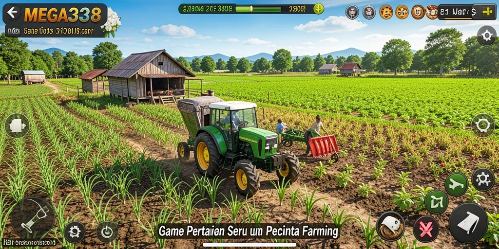 Tampilan menarik dari gameplay MEGA338 yang menampilkan pertanian yang subur.
