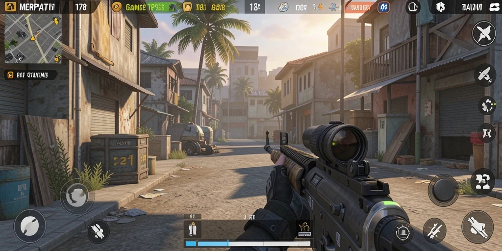 Screenshot utama gameplay MERPATI178 menampilkan aksi TPS yang mendebarkan.