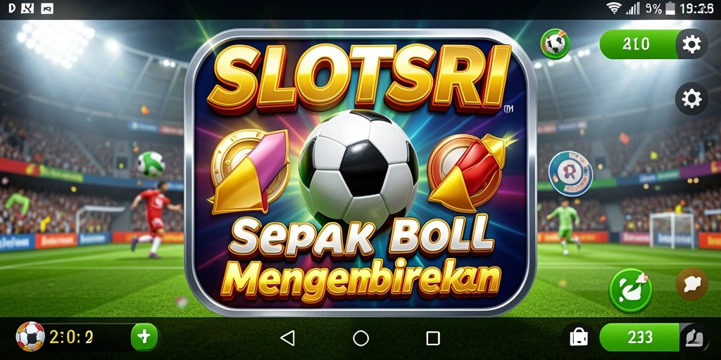 Tampilan gameplay SLOTSRI dengan tema sepak bola yang menarik.