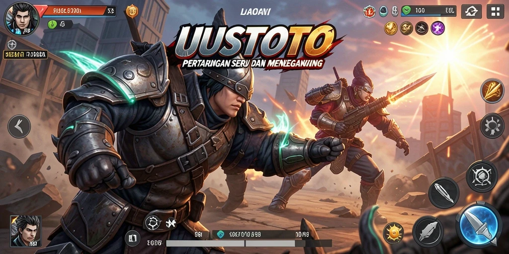 Tangkapan layar gameplay <strong>UUSTOTO</strong> menunjukkan aksi pertarungan yang mendebarkan.